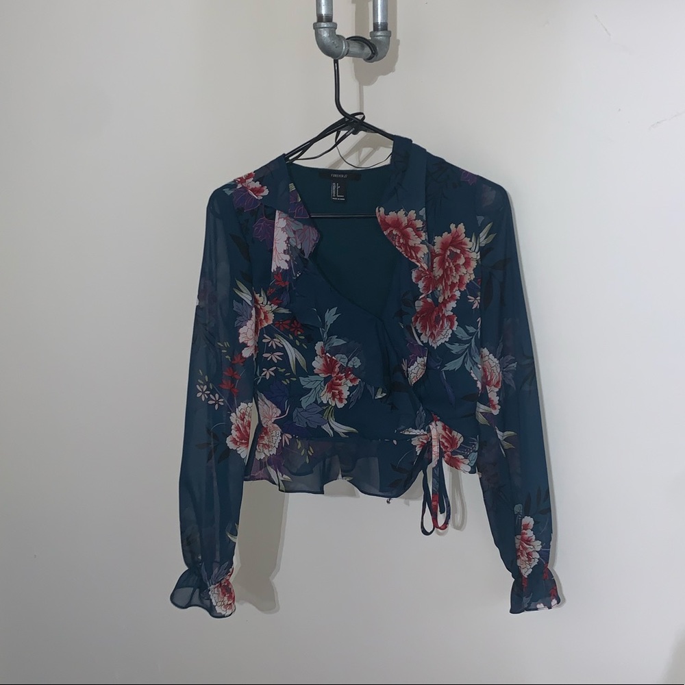 Blue floral blouse
